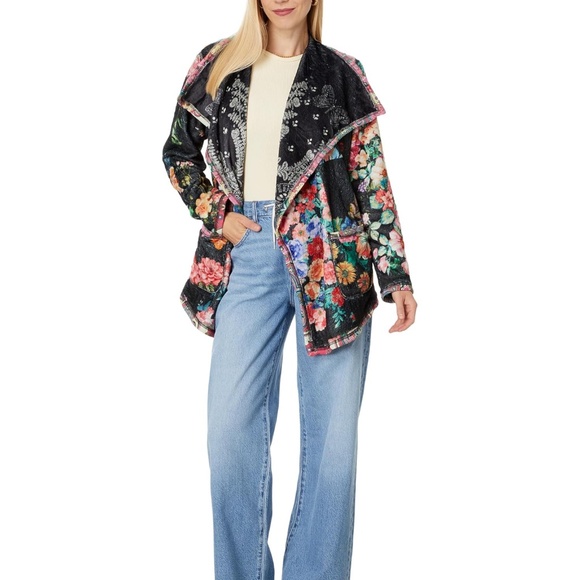 New JOHNNY WAS Joan Wrap Sherpa Jacket Farfalla Reversible Size Medium - Picture 5 of 11